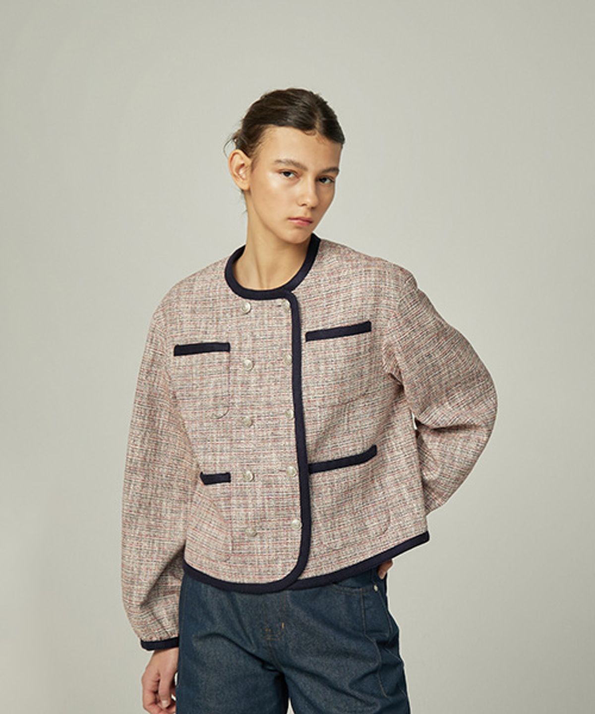 아바몰리(AVA MOLLI) TAPING DOUBLE TWEED JK (RED&NAVY)