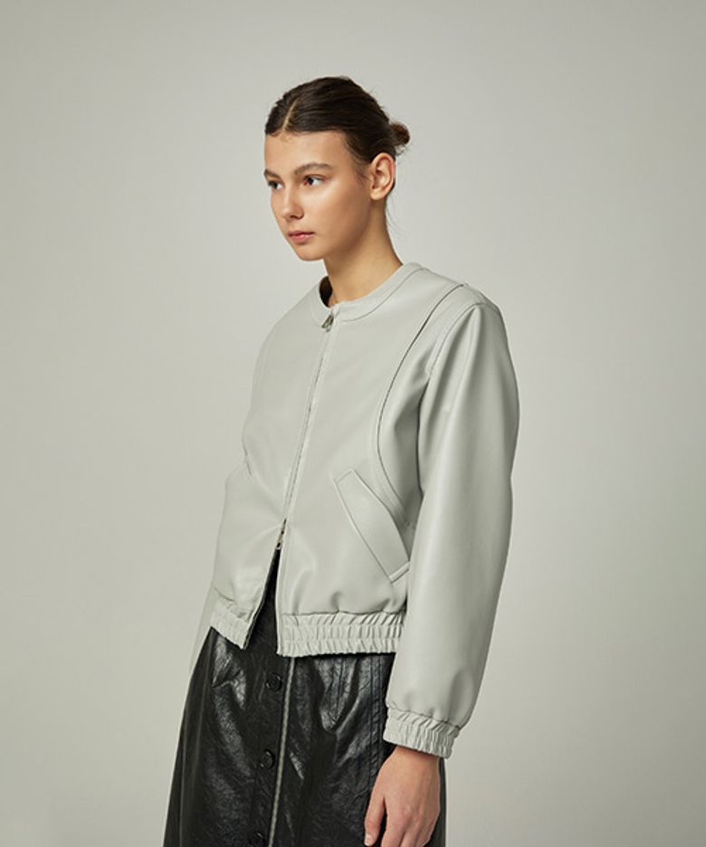 FAUX LEATHER BLUSON JK (GREY)