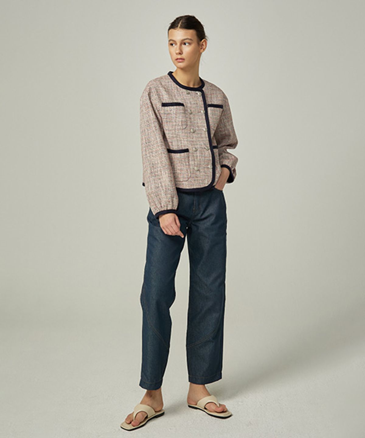 아바몰리(AVA MOLLI) TAPERED COTTON BLEND JEANS (BLUE)