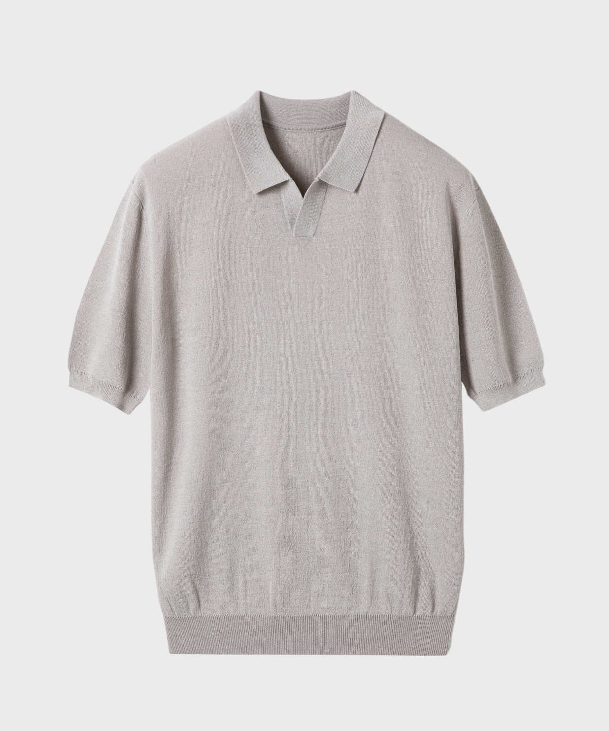 넌블랭크(NONBLANK) 쿨터치 하프 슬리브 칼라 니트_MELANGE BEIGE