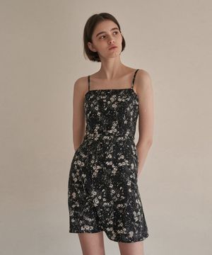 스모킹 뷔스티에 미니 드레스 - 블랙