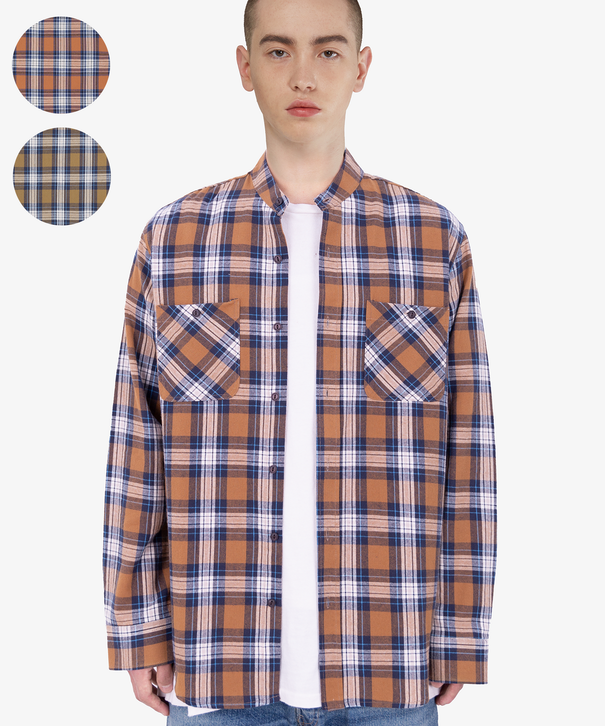 언더에어(UNDERAIR) [차이나카라] STARRY HOUR CHECK SHIRTS (2 COLOR)