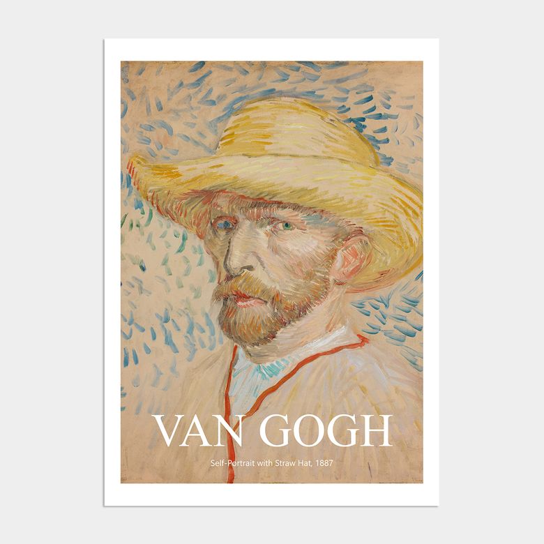 빈센트 반고흐 액자 인테리어 전시 포스터 / 04번 Self-Portrait with Straw Hat 1887