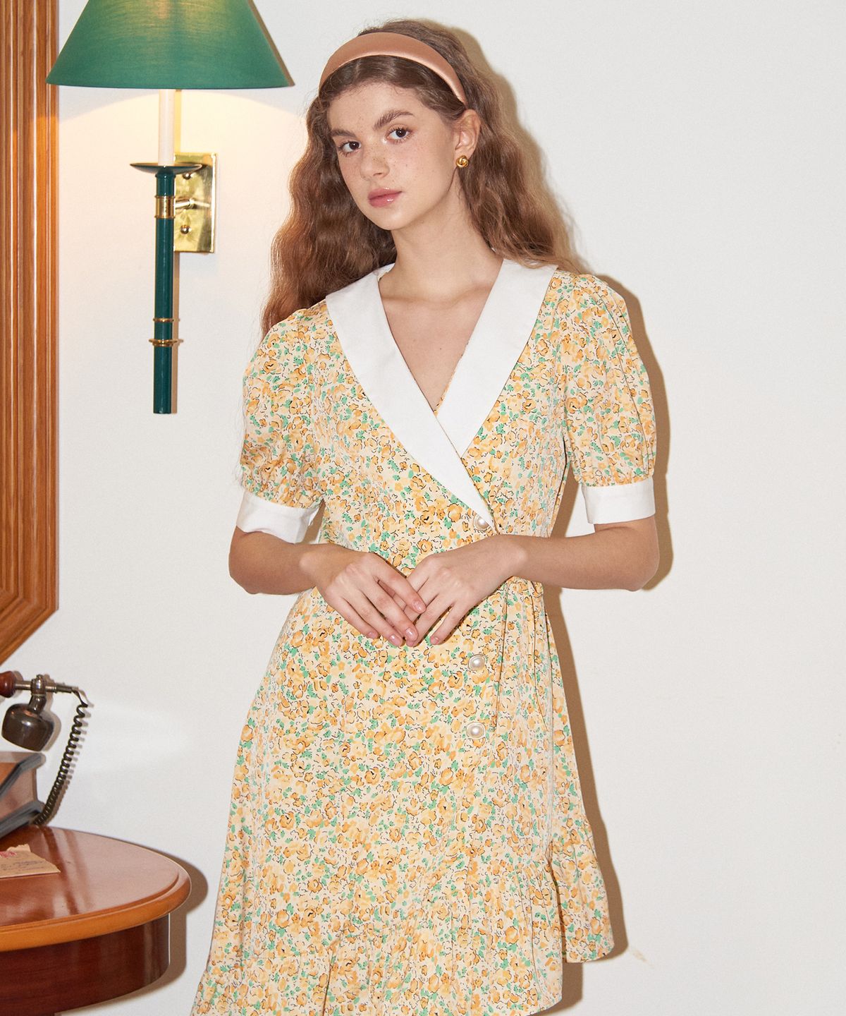살롱 드 욘(SALON DE YOHN) Unbalance Wrap Dress_ Lemon