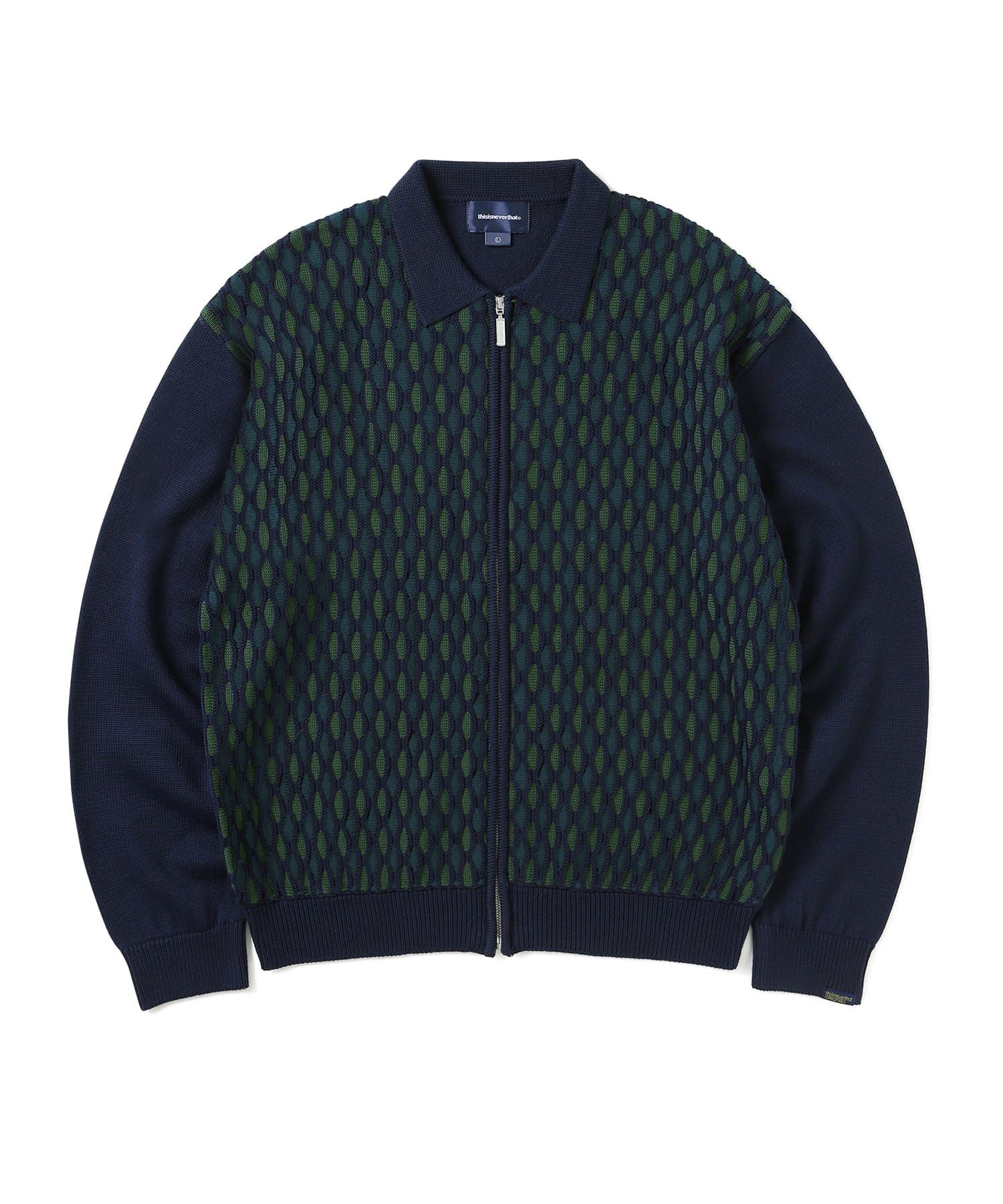 MUSINSA | thisisneverthat (SS22) Chain Zip Up Polo Navy