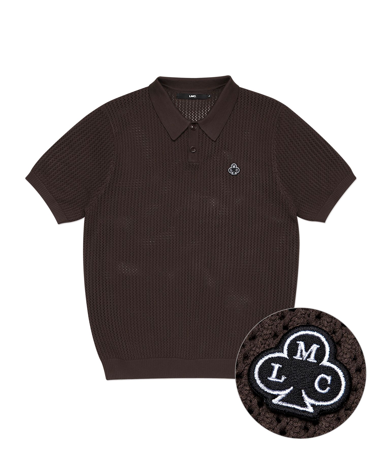 MUSINSA | LMC LMC MESH KNIT POLO SHIRT brown