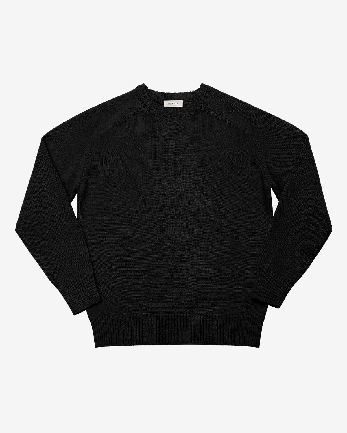 솔티(SORTIE) Saddle Crew neck Knit (Black)