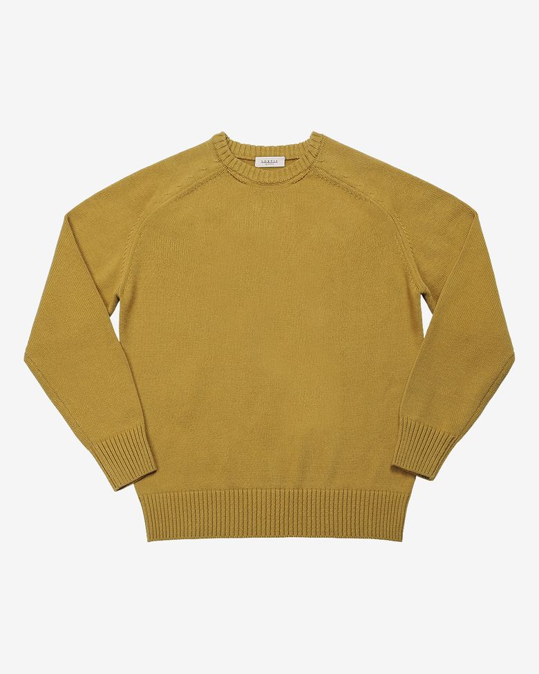 Saddle Crew neck Knit (Yellow)