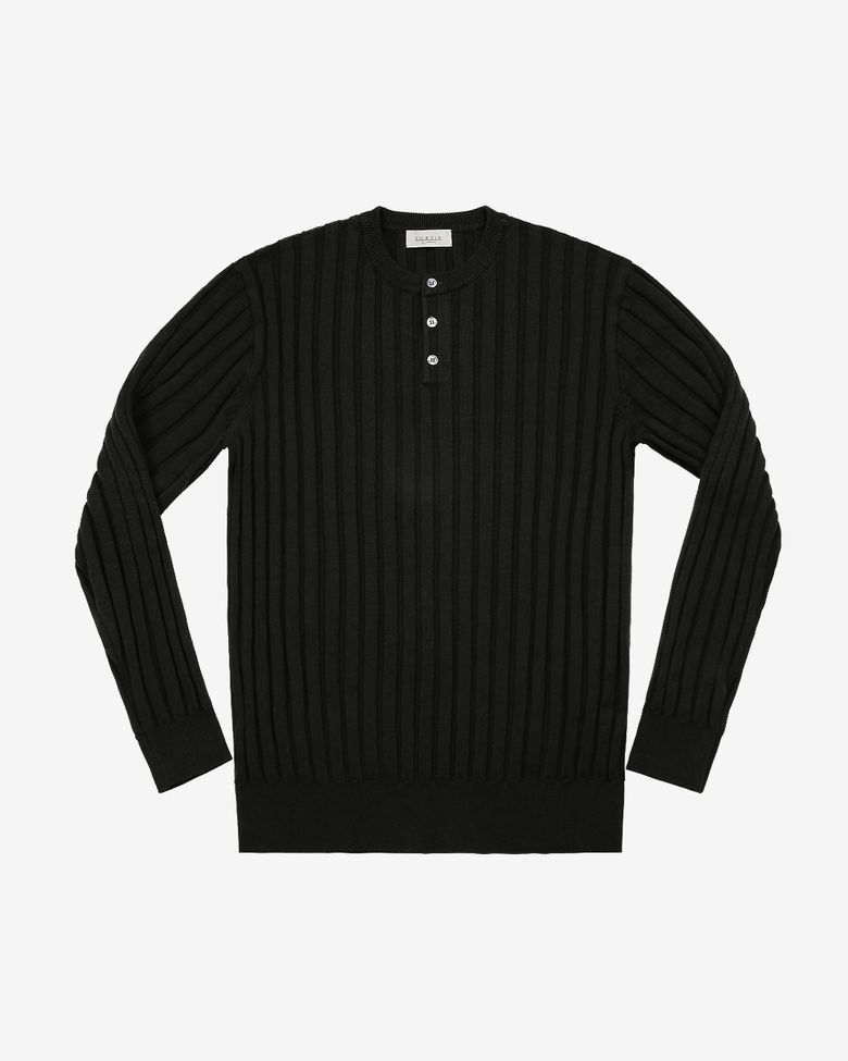 Reverse Henly neck Knit (Black)