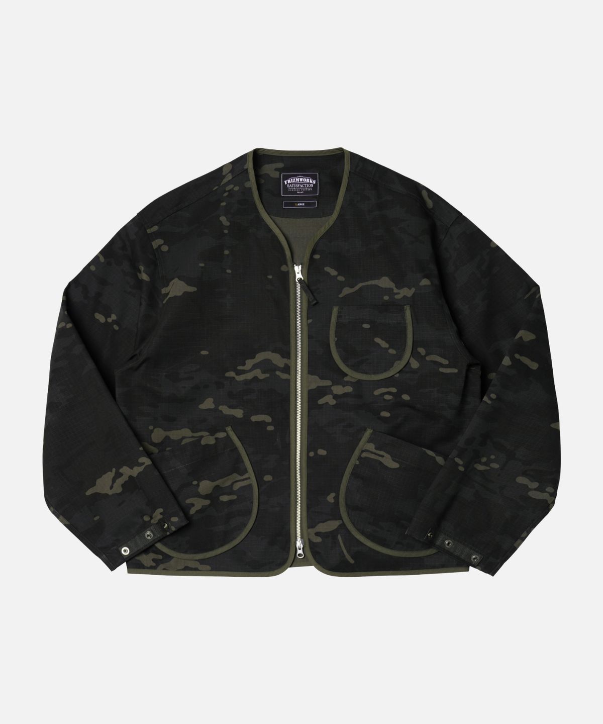 프리즘웍스(FRIZMWORKS) ROUND ZIP UP CARDIGAN _ BLACK MULTICAM