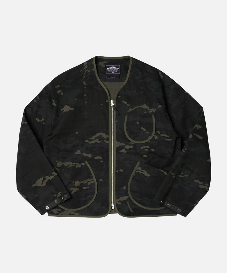 ROUND ZIP UP CARDIGAN _ BLACK MULTICAM