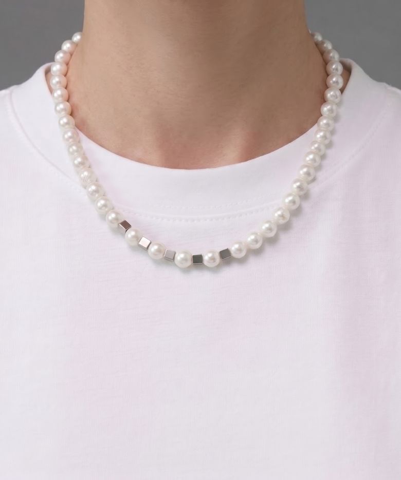 남자 진주 목걸이 패션 스트릿 레이어드 CLEF TRIM PEARL NEC