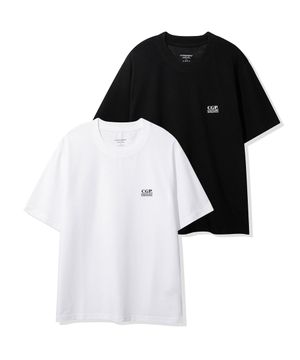 [2PACK] 스몰 스퀘어 로고 반소매 티셔츠-화이트&블랙