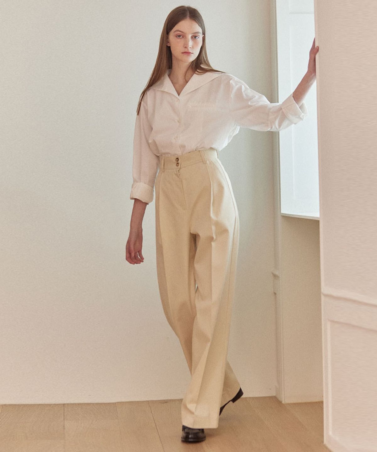 논로컬(NONLOCAL) Two-buttons loose-fit pants 2 Color
