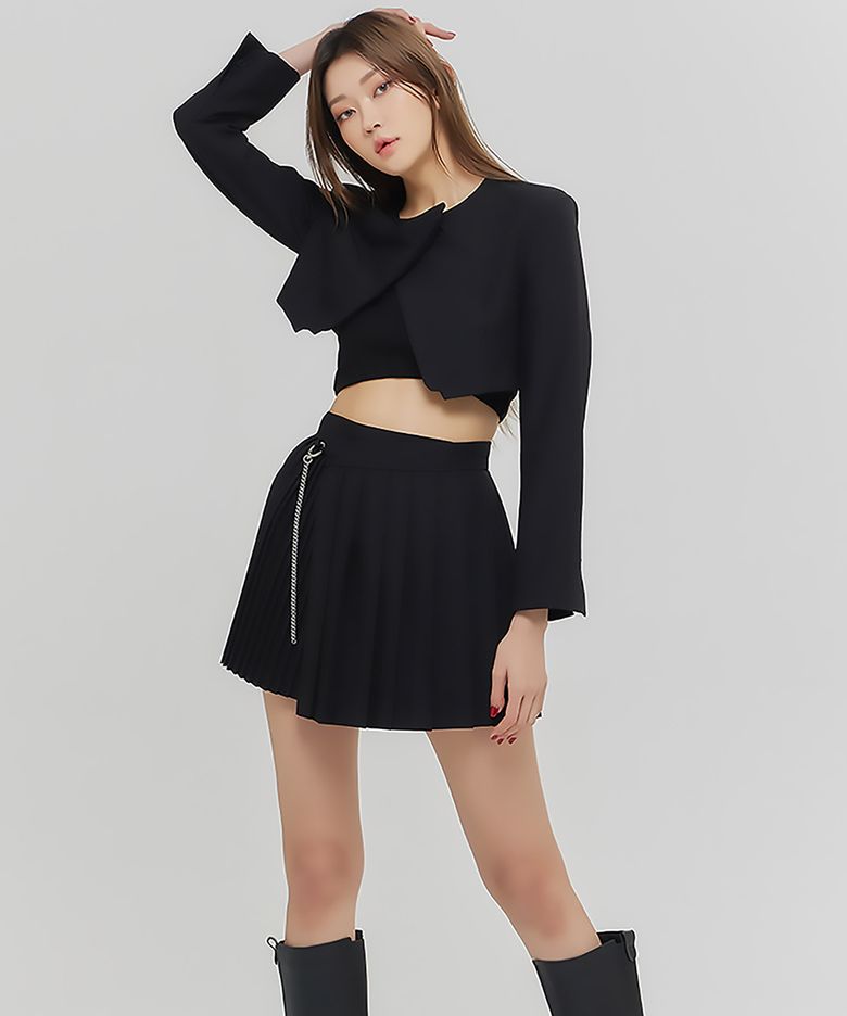 CUTTING CROSS CROP JACKET BLACK