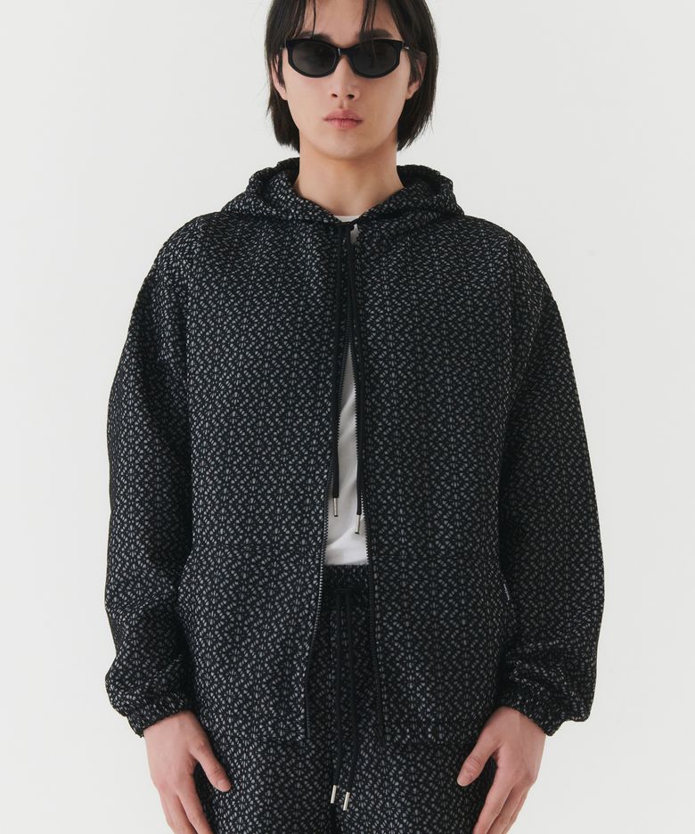더블 텍스쳐 크로셰 후드집업_BLACK