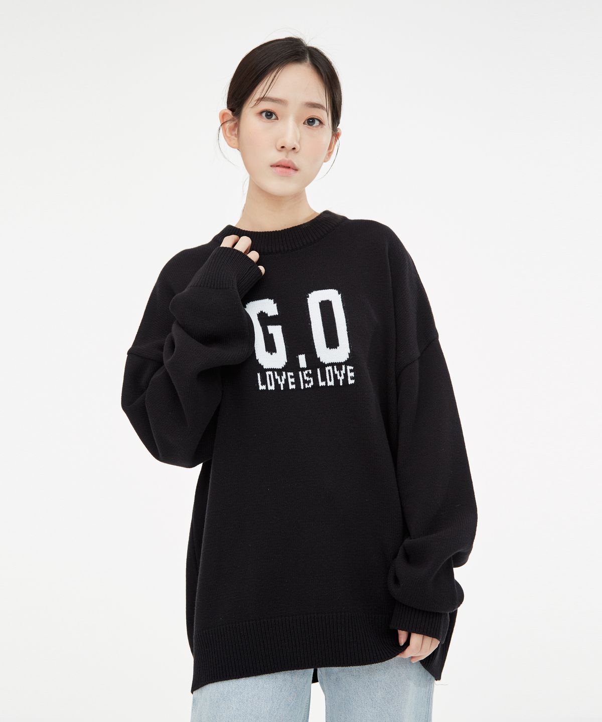 기프트오리지널(GIFTORIGINAL) (UNISEX) GO LOVE 니트 블랙