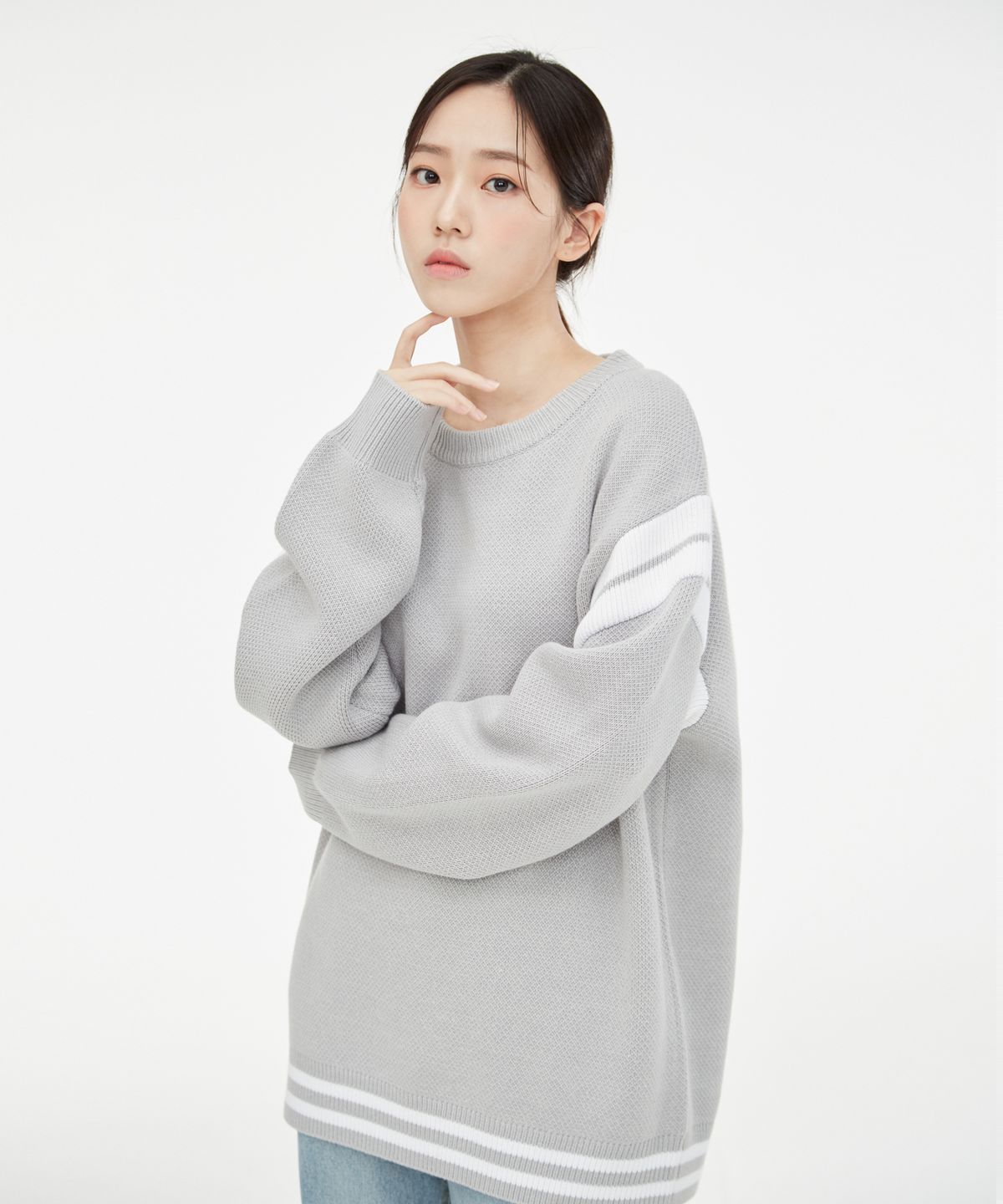 기프트오리지널(GIFTORIGINAL) (UNISEX) 테디 니트 그레이