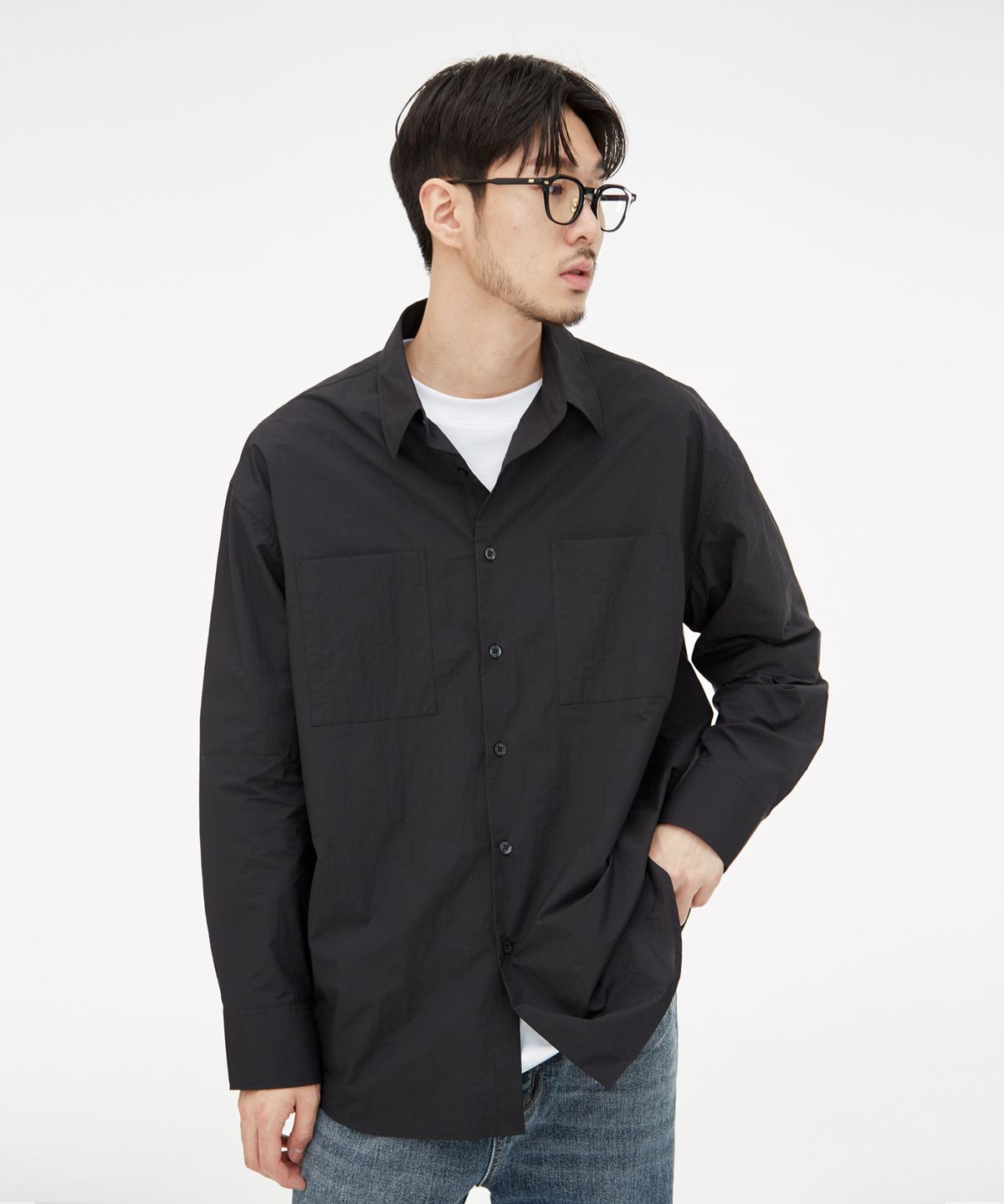 기프트오리지널(GIFTORIGINAL) (UNISEX) GO 나일론 투포켓 셔츠 블랙
