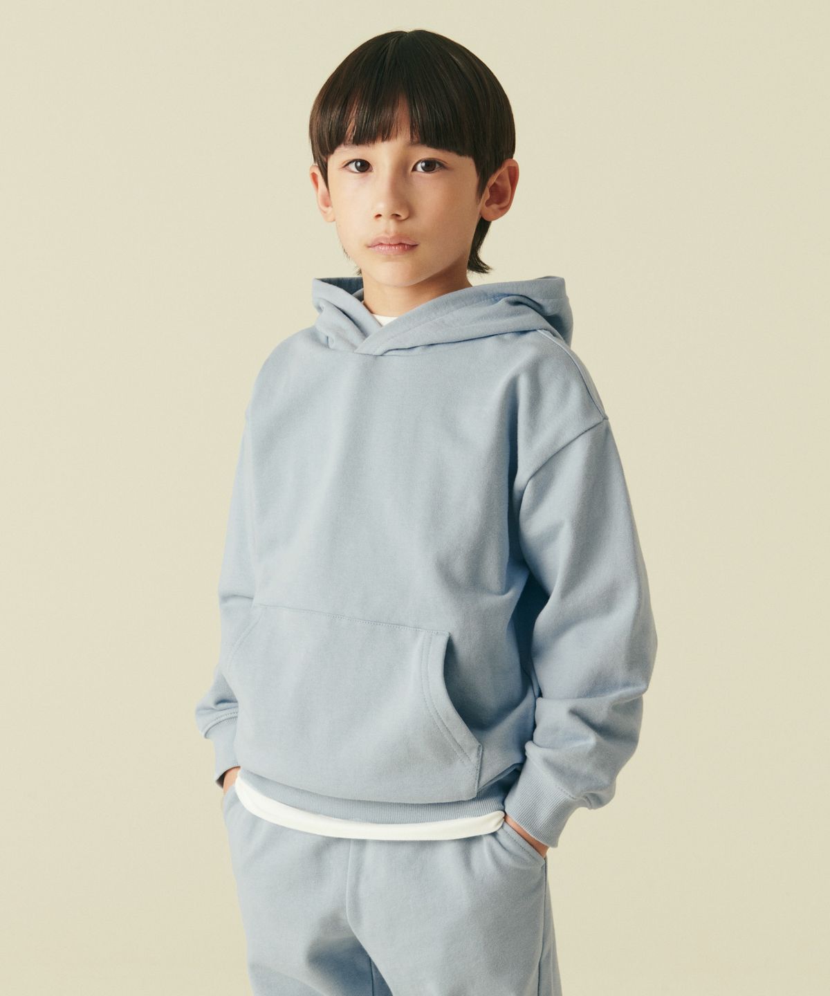 무신사 스탠다드 키즈(MUSINSA STANDARD KIDS) 오버사이즈 후디드 스웨트셔츠 [블루 그레이]