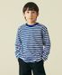 스트라이프 크루 넥 긴소매 티셔츠 [블루/화이트]