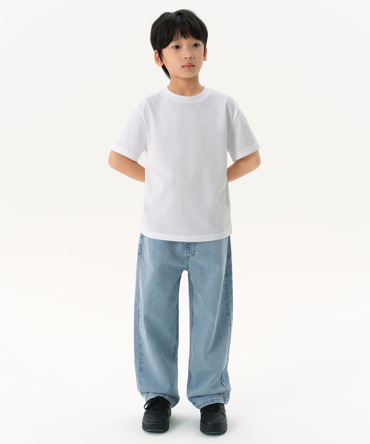 무신사 스탠다드 키즈(MUSINSA STANDARD KIDS) 릴렉스드 크루 넥 티셔츠 [화이트]