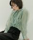 러플 페미닌 타이 블라우스 - 민트 그린