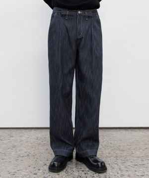 원턱 카운터 데님팬츠 [블루]