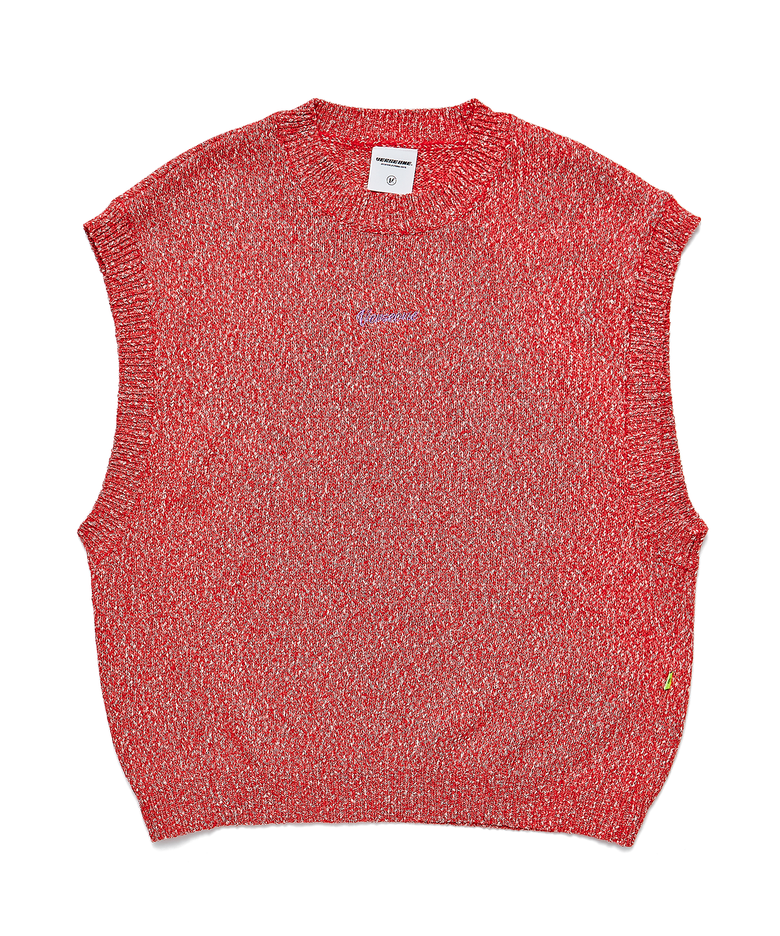 SLUB KNIT VEST RED