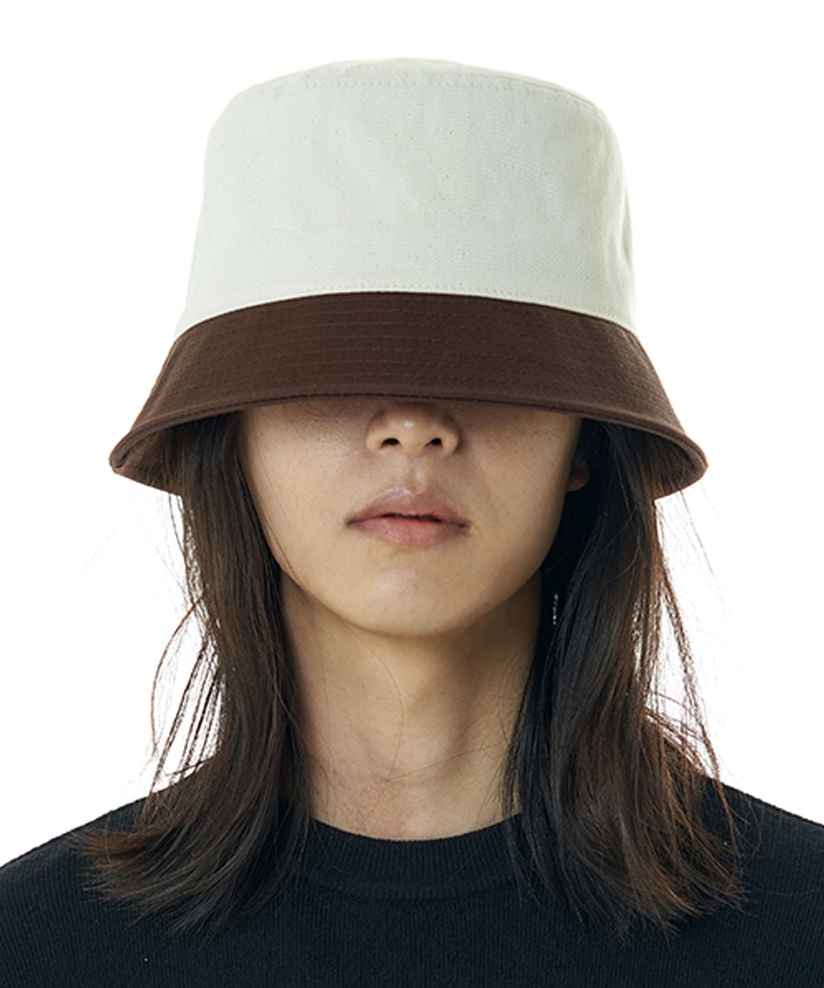 루오에스팩(LUOESPAC) 오버핏 투톤 버킷햇 (브라운)