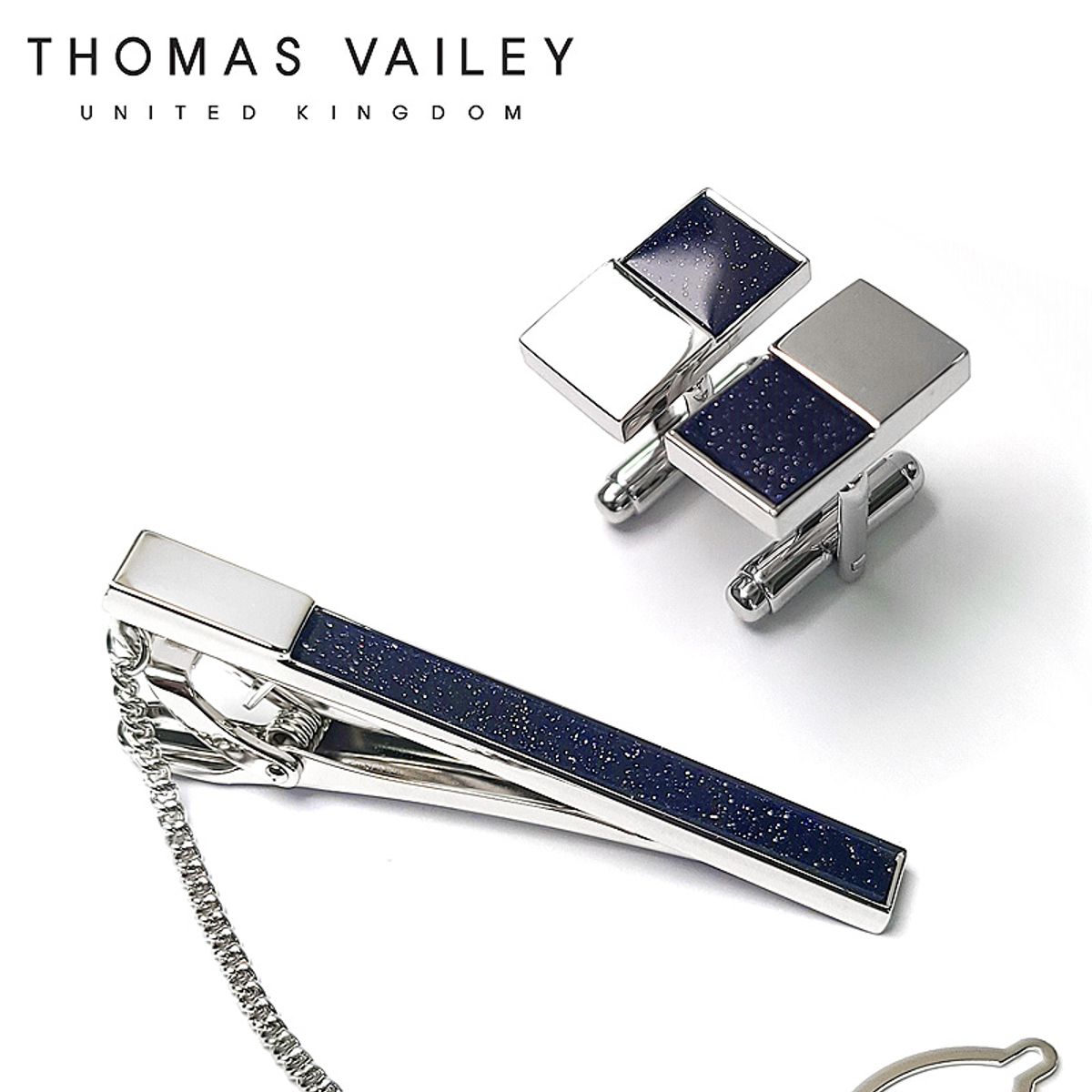 토마스 베일리(THOMAS VAILEY) 넥타이핀/커프스 세트-스페이스