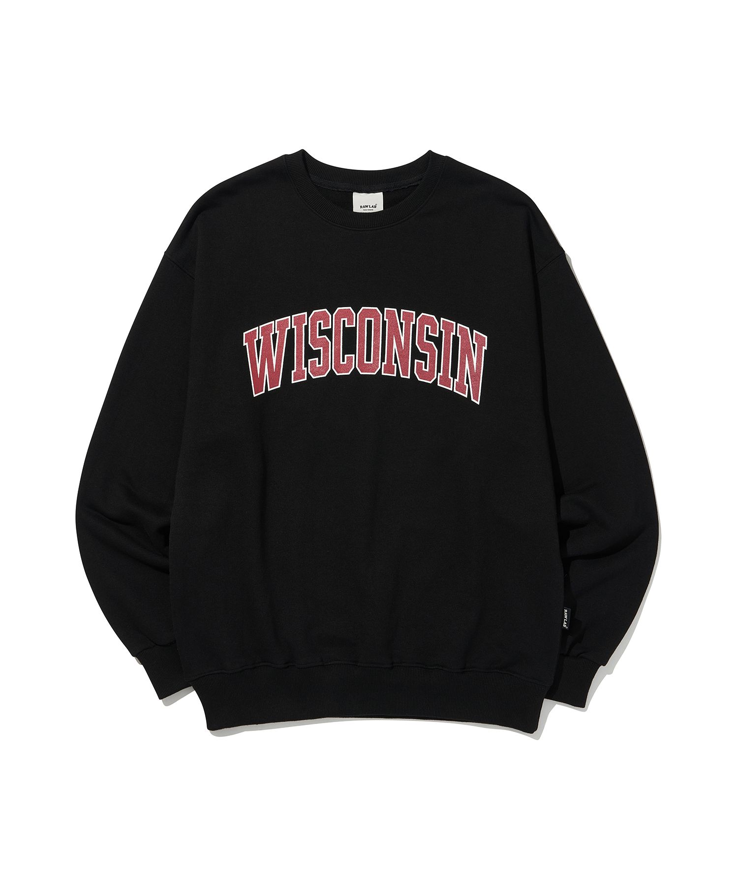 MUSINSA | RAW LAB Wisconsin Arch Logo Crewneck (Black)
