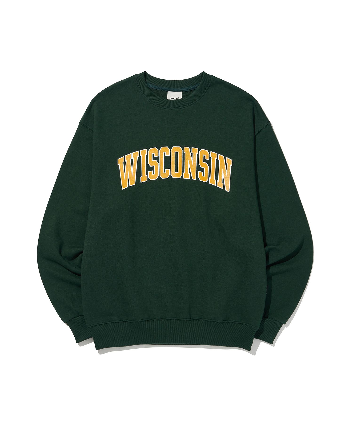 MUSINSA | RAW LAB Wisconsin Arch Logo Crewneck (Dark Green)