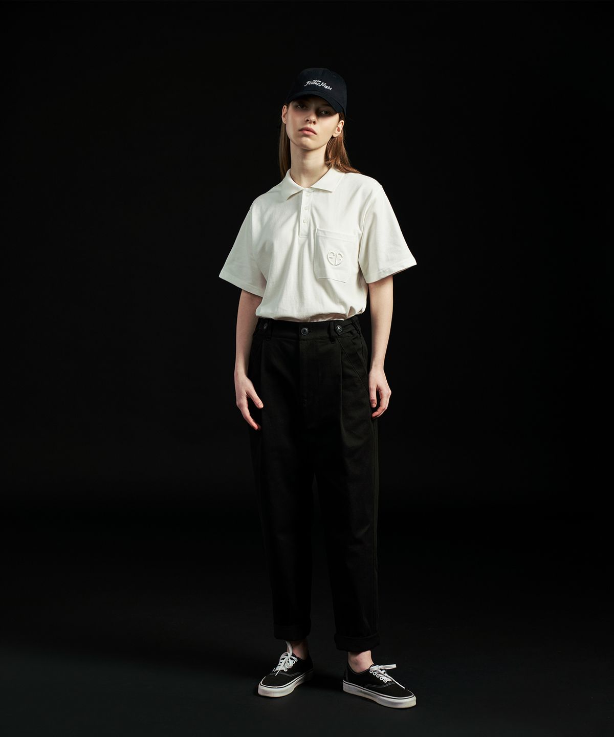 프라이데이 나이트 골프 클럽(FRIDAY NIGHT GOLF CLUB) 원턱 루즈 핏 치노 바지_Unisex(Black)