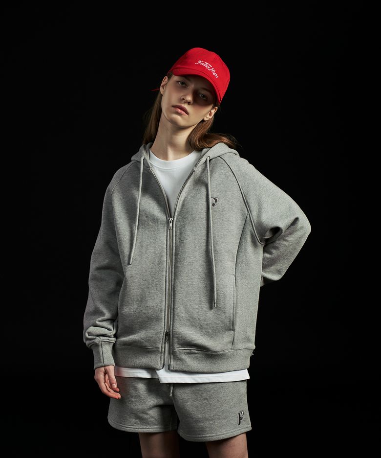 에센셜 ‘F’ 로고 집업 후드티_Unisex(Grey)