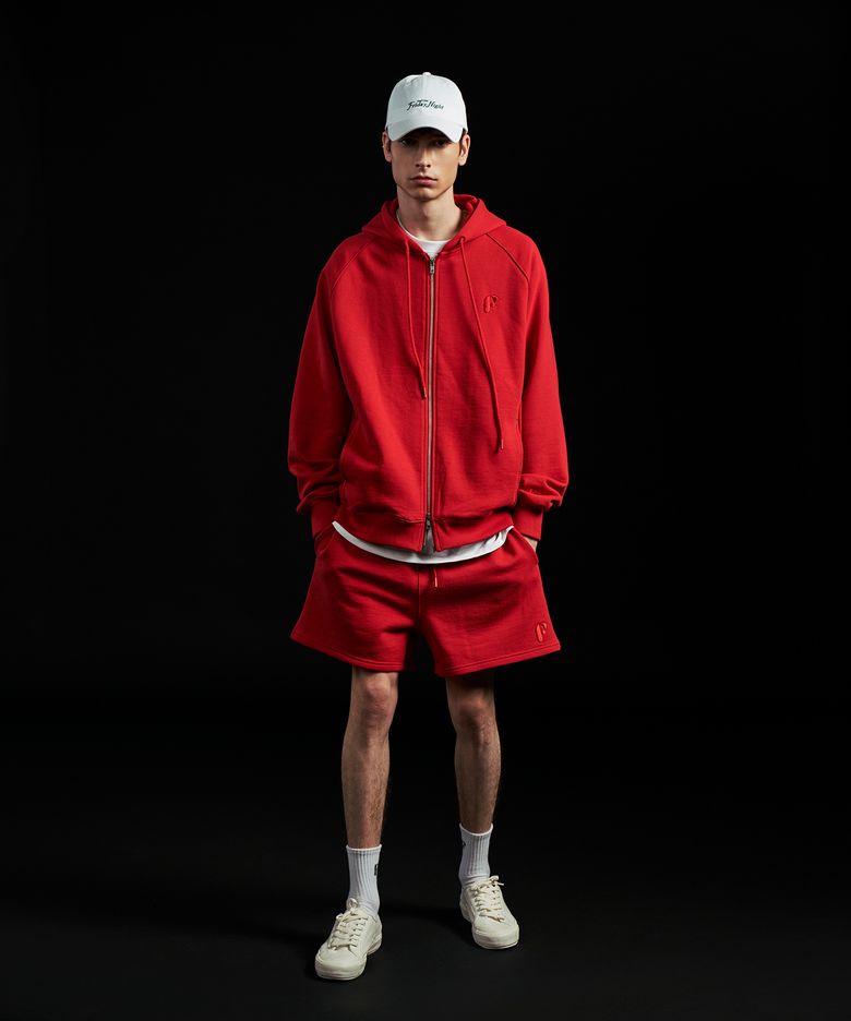 에센셜 ‘F’ 로고 스웻 쇼츠_Unisex(Red)
