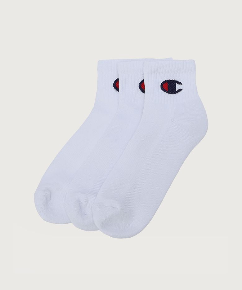 C로고 쿼터랭스삭스 3켤레 세트 White