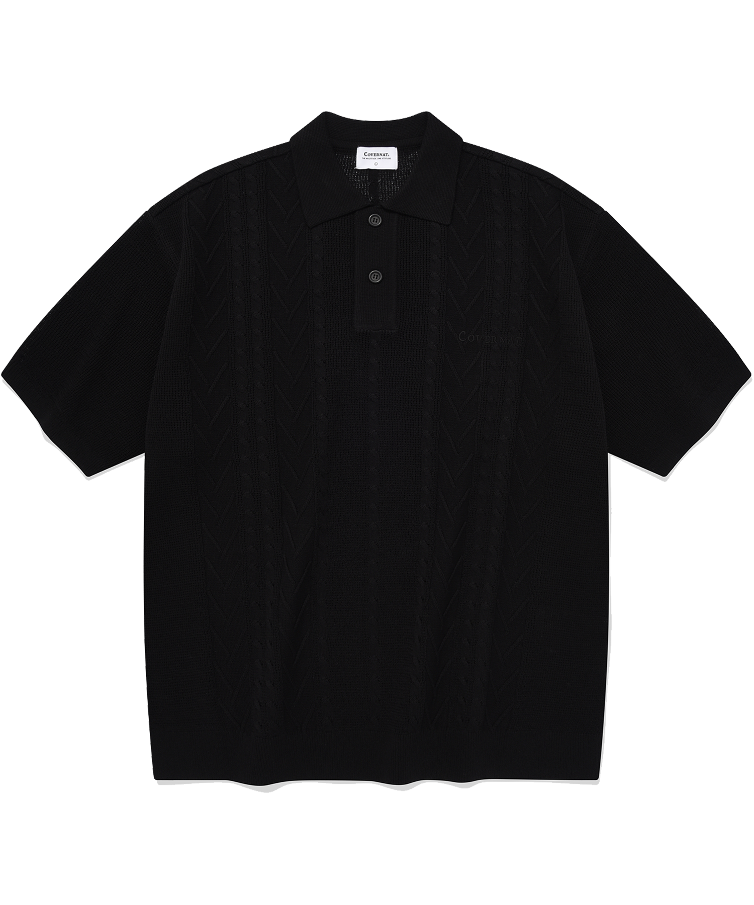 MUSINSA | COVERNAT Cool cable collar half knit black