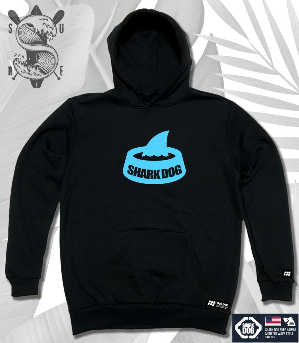 돌돌(DOLDOL) SHARK-DOG-HOODY-43 샤크독 서핑 하와이 캐릭터 그래픽 후드티 후디