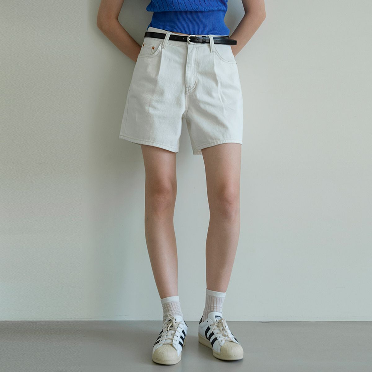 시야쥬(SIYAZU) SIJN6030 color denim shorts_Ivory