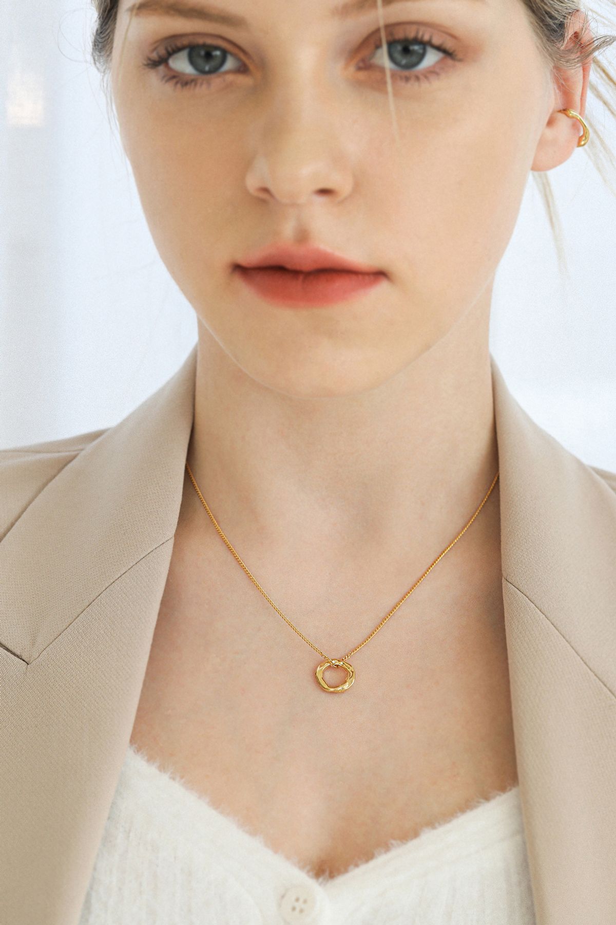 레이지던(LAZYDAWN) wave ring chain necklace N037