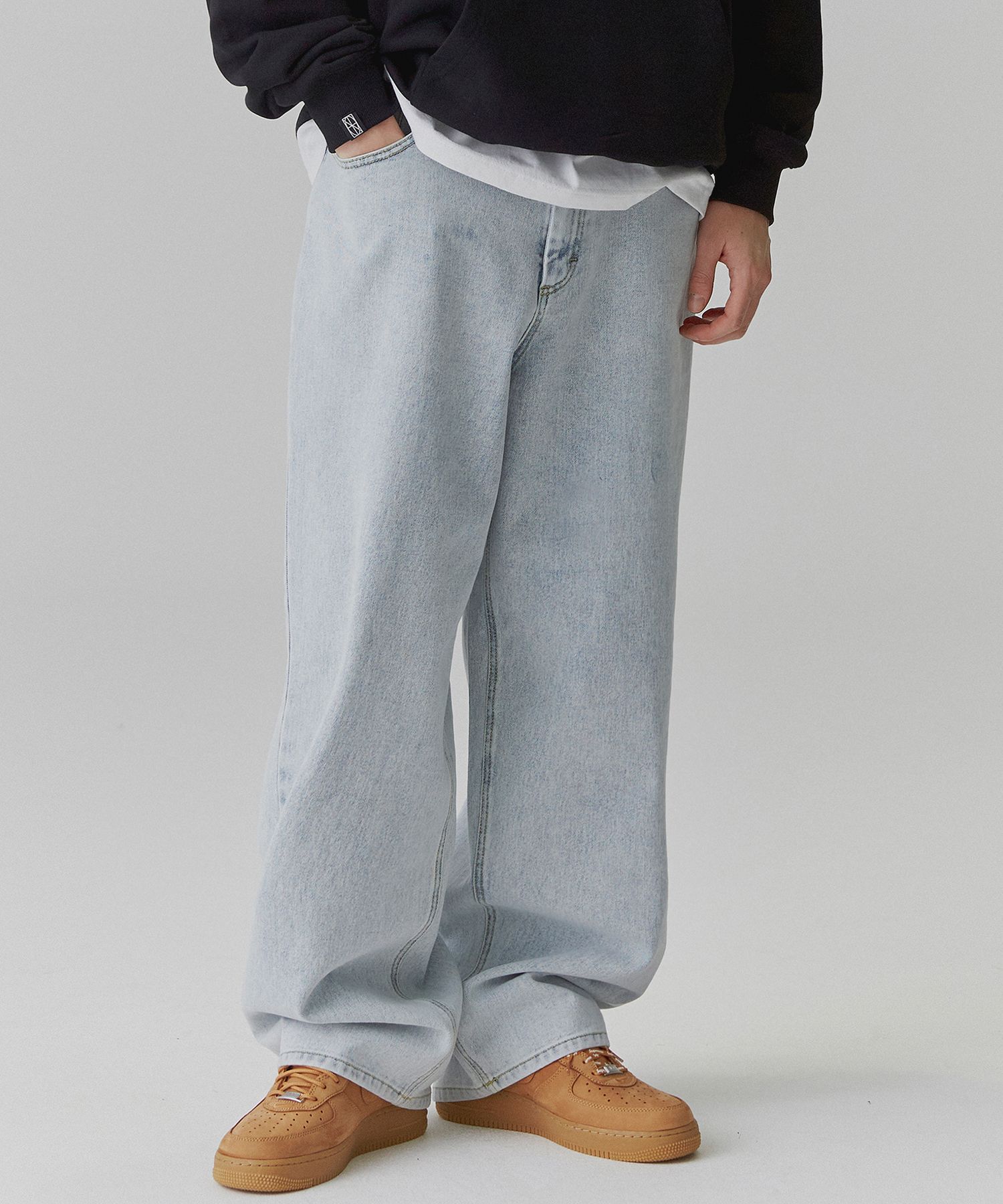 デニム・ジーパン NOT4NERD Hand Loose Wide Denim Pants Light Blue PT061LB MUSINSA公式 | NOT4NERD Loose Wide Denim Pants - Light Blue