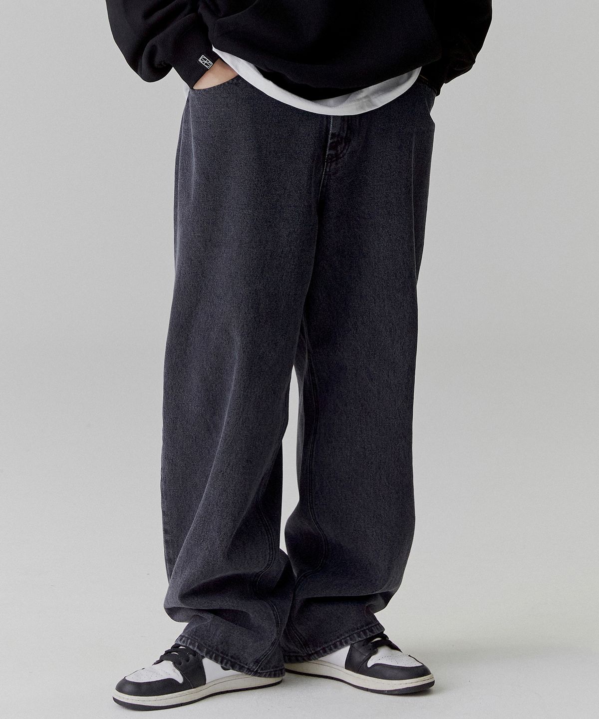 낫포너드(NOT4NERD) Loose Wide Denim Pants - Black
