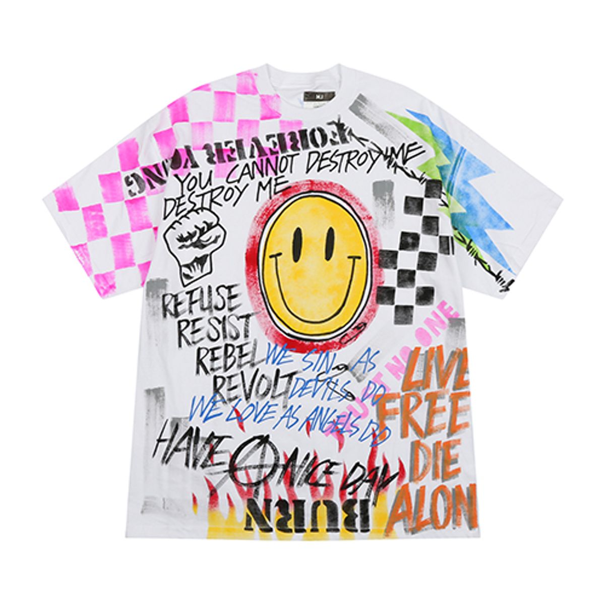 더 매드니스(THE MADNESS) HAND WORK BOADER T-SHIRTS_WH
