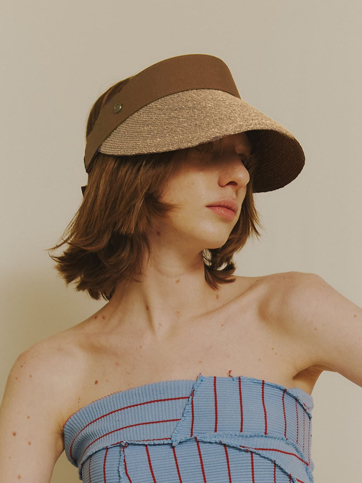 포에지담(POESIEDAME) [The shelter] raffia sunvisor hat in brown
