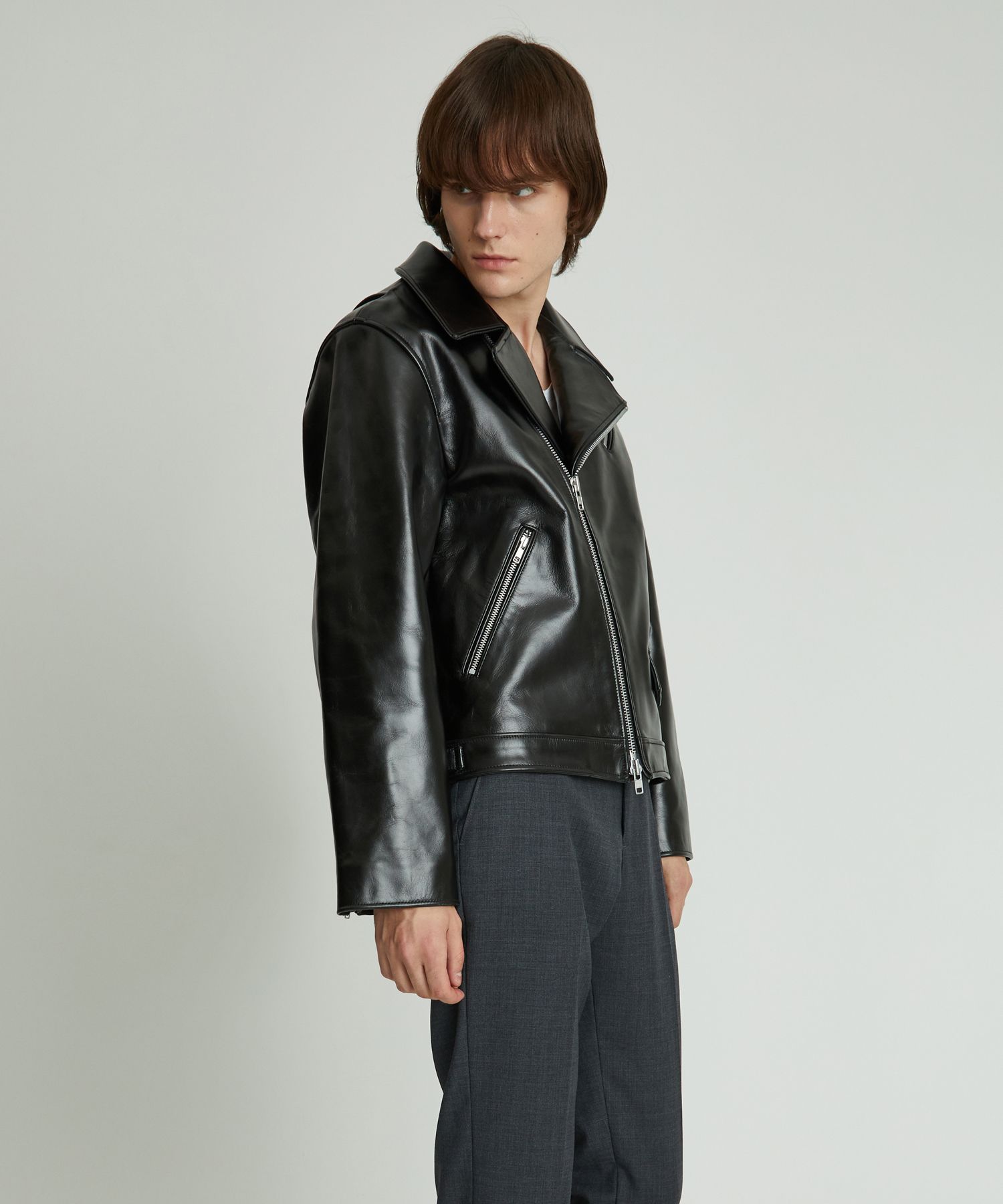 MUSINSA公式 | ANDROS Cowhide Rider Jacket (Black)