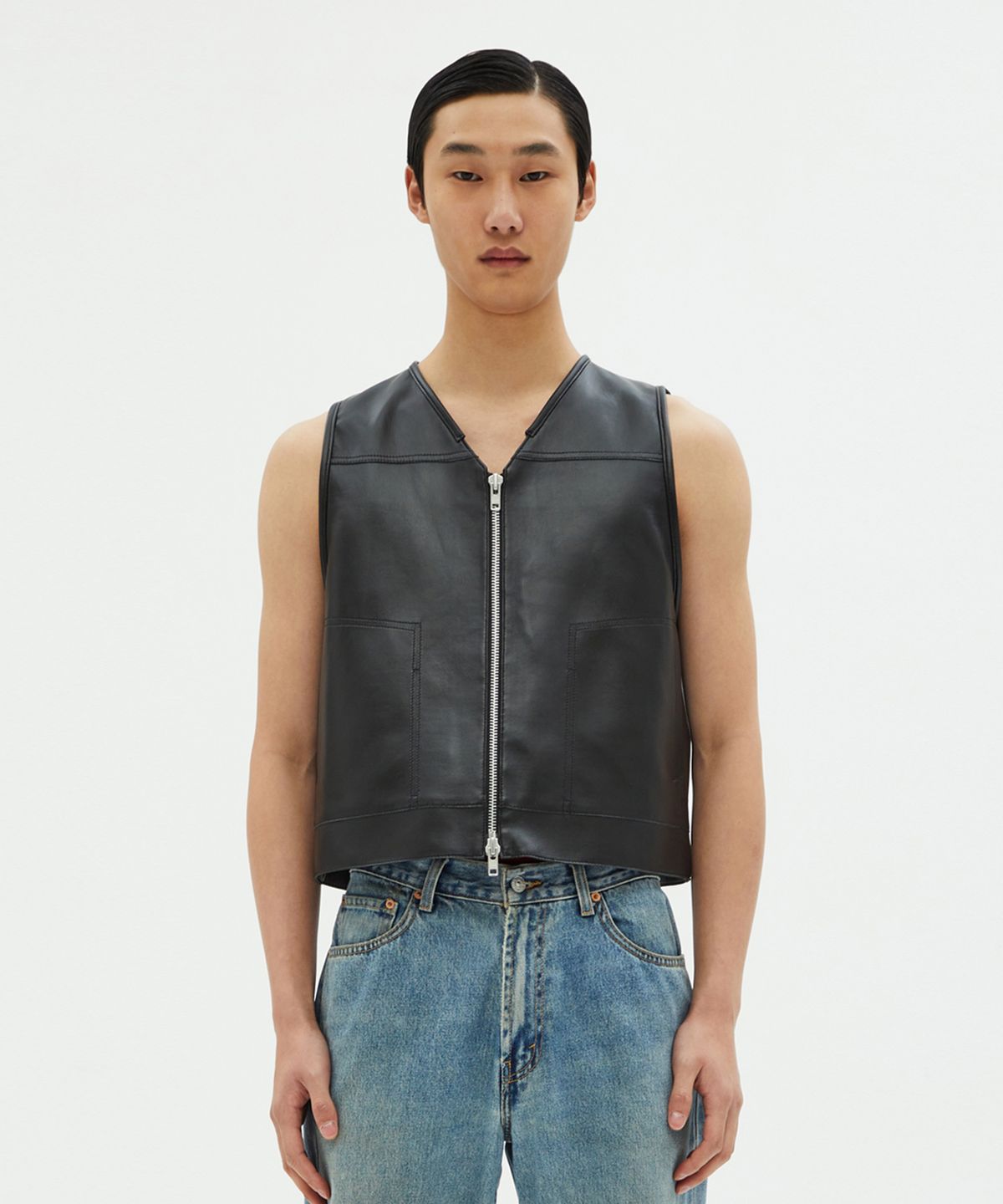 앤드로스(ANDROS) Short Zip Vest (Black)