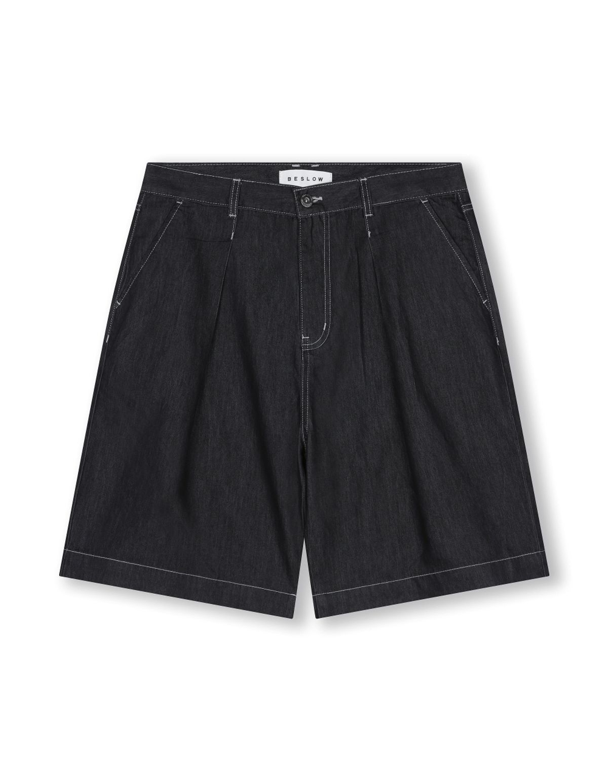 비슬로우(BESLOW) WIDE FIT ONE TUCK TENCEL LIKE SHORTS BLACK