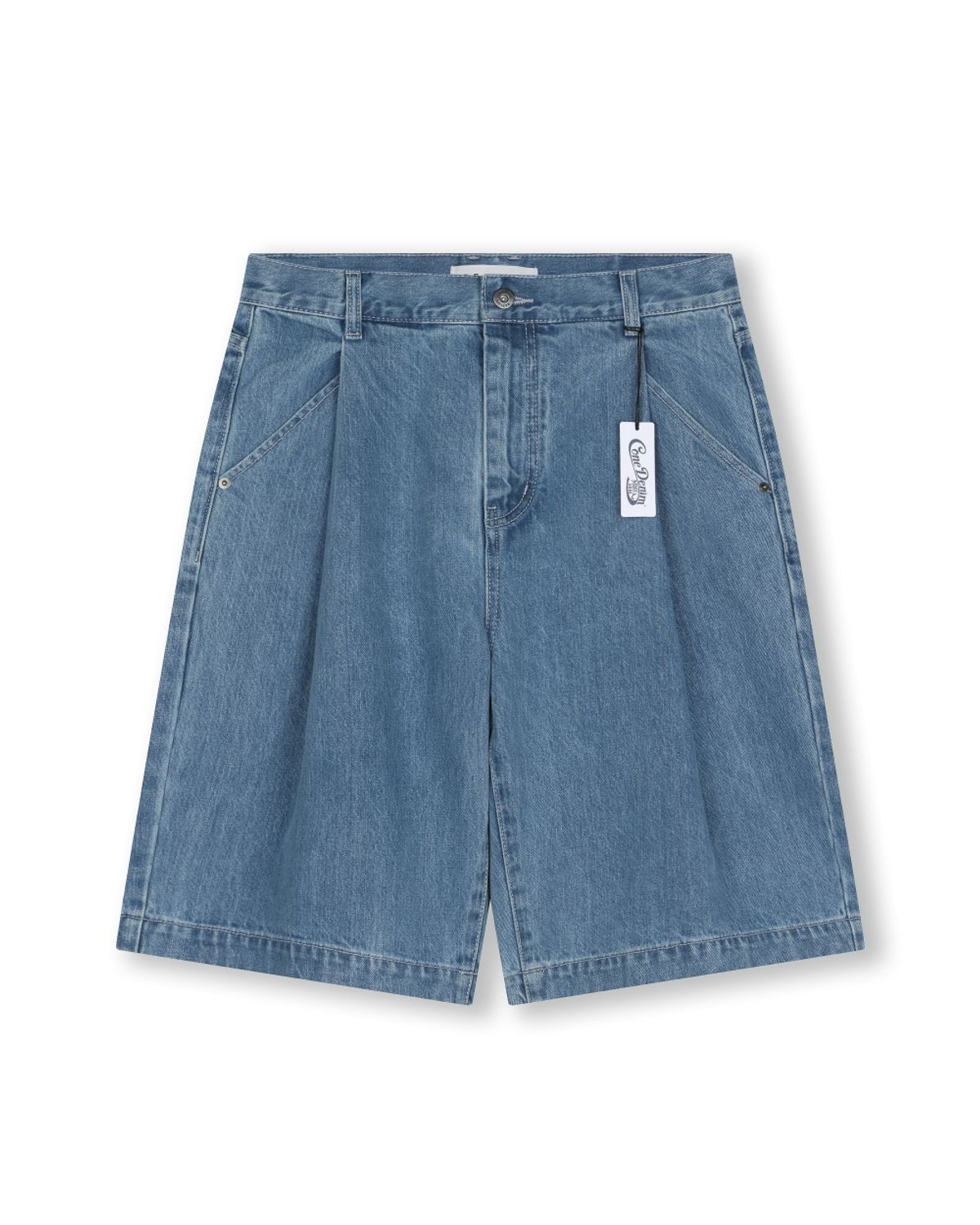 비슬로우(BESLOW) CONE MILL DEEP ONE TUCK SHORTS LIGHT WASHED
