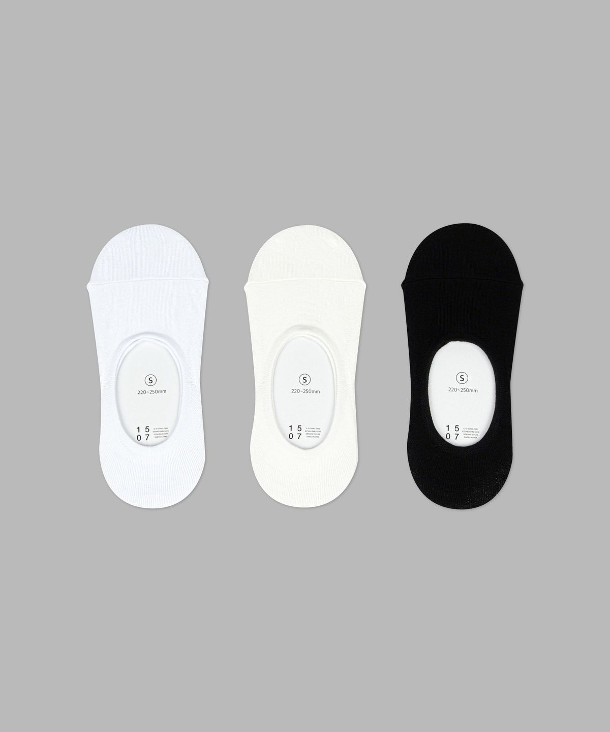 일오공칠(IL-O-GONG-CHIL) [10PACK] 1507 라운드 히든 삭스 (페이크 삭스) _ 화이트/스노우 화이트/블랙